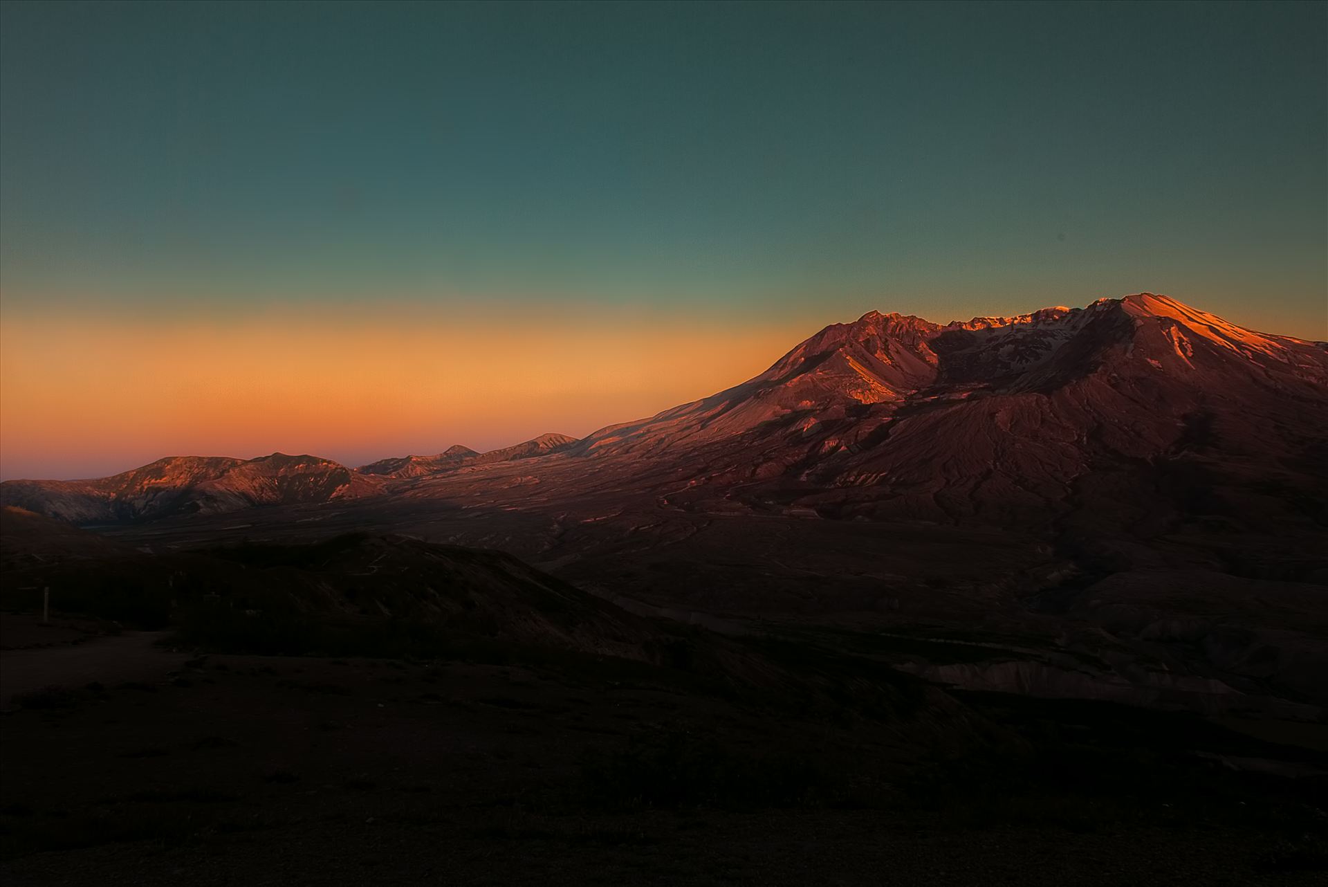 Mt. St. Helens at Sunset - Mt. St. Helens as the sun was setting to the right of the photo.  It was a magnificent scene. by Bear Conceptions Photography